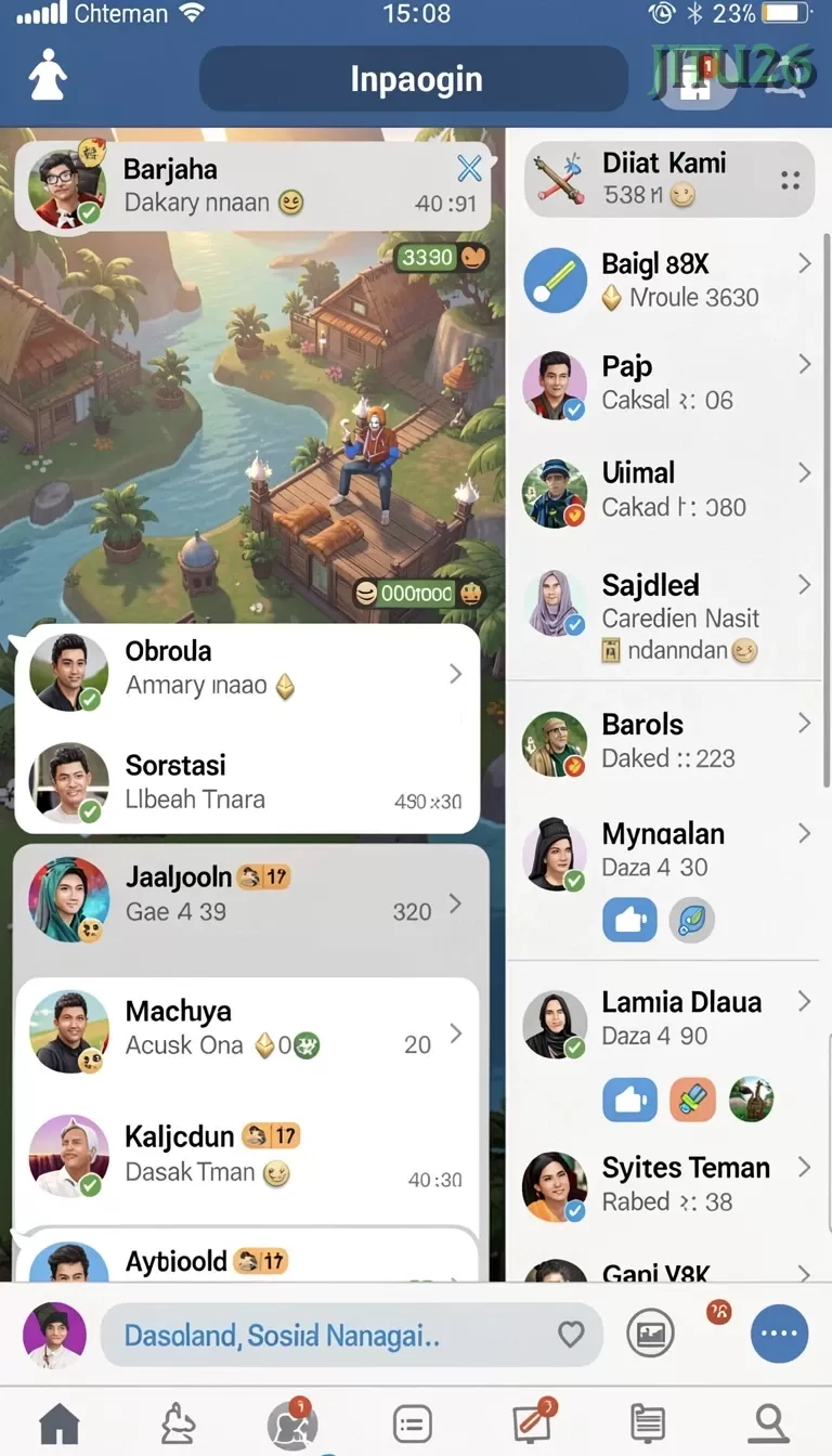 Cuplikan layar 33L — menu navigasi