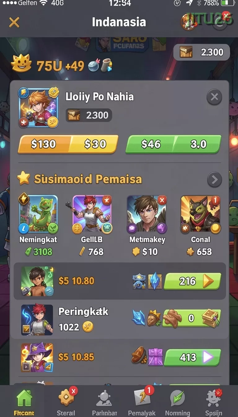 Cuplikan layar DANA777 — menu navigasi